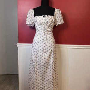 Rihoas Short Sleeve Floral Ruched Midi Dress _ NWT